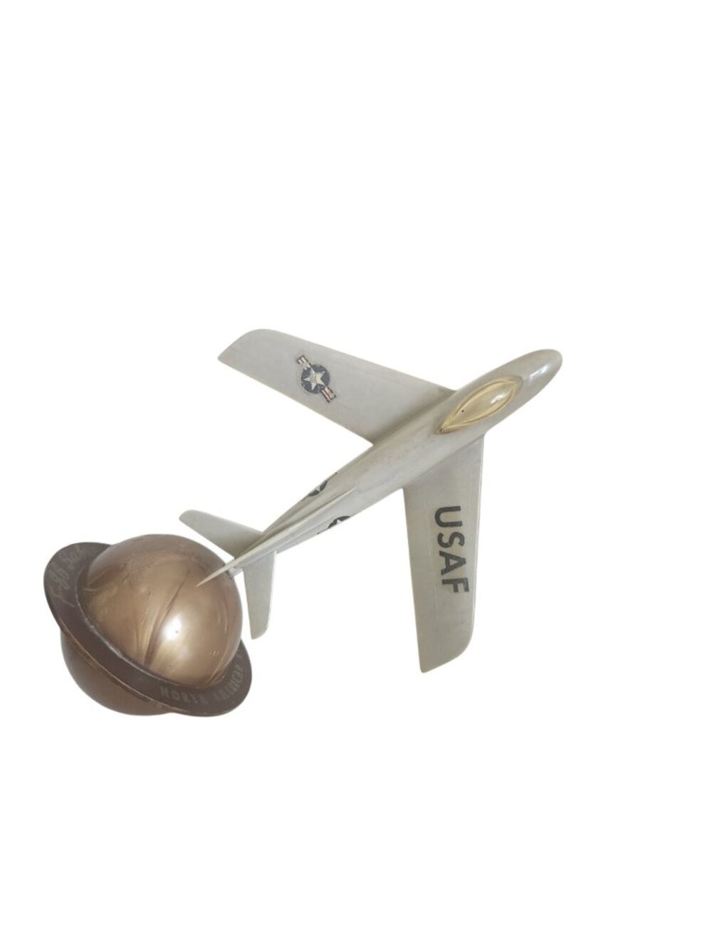Rare Vintage North American Aviation USAF F=86 Sabre Jet Topping With Globe Base